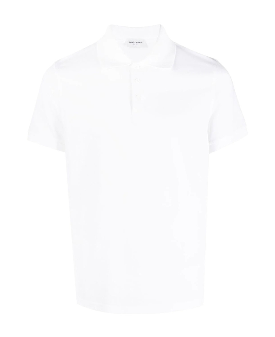 Saint Laurent Monogram Polo Shirt In White