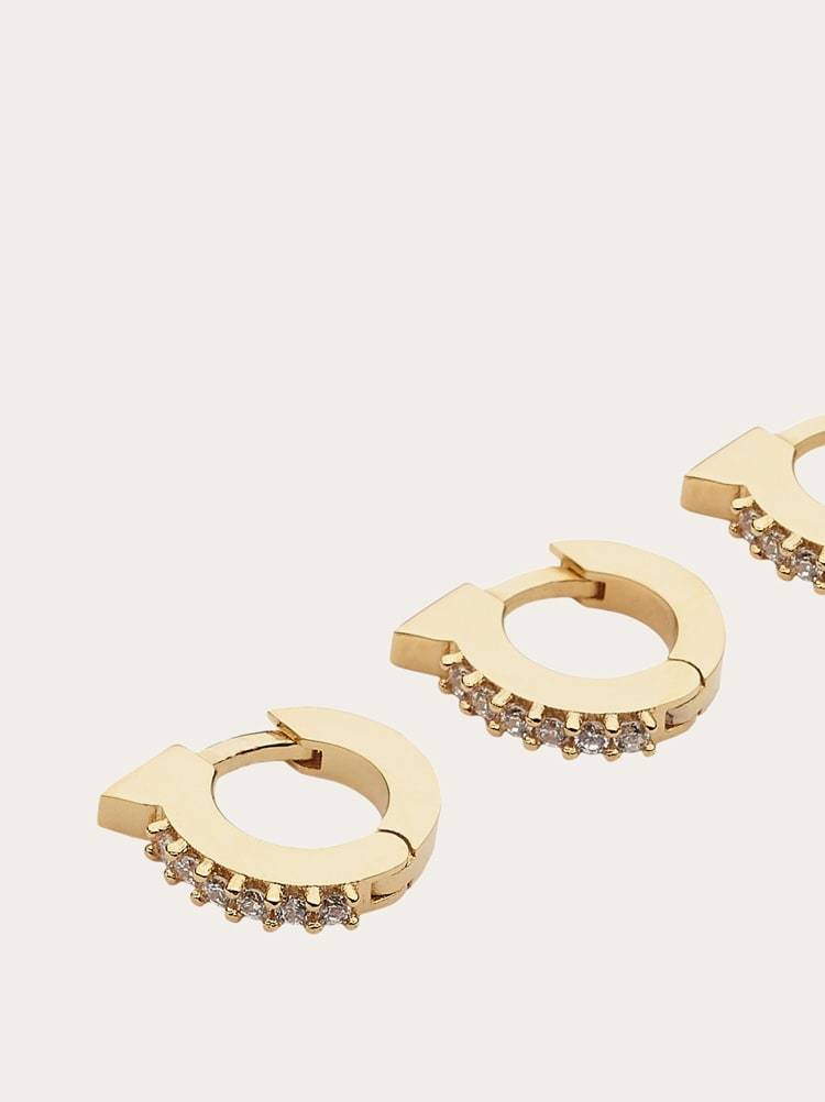 Ferragamo Mini Gancini Earrings Set In Yellow