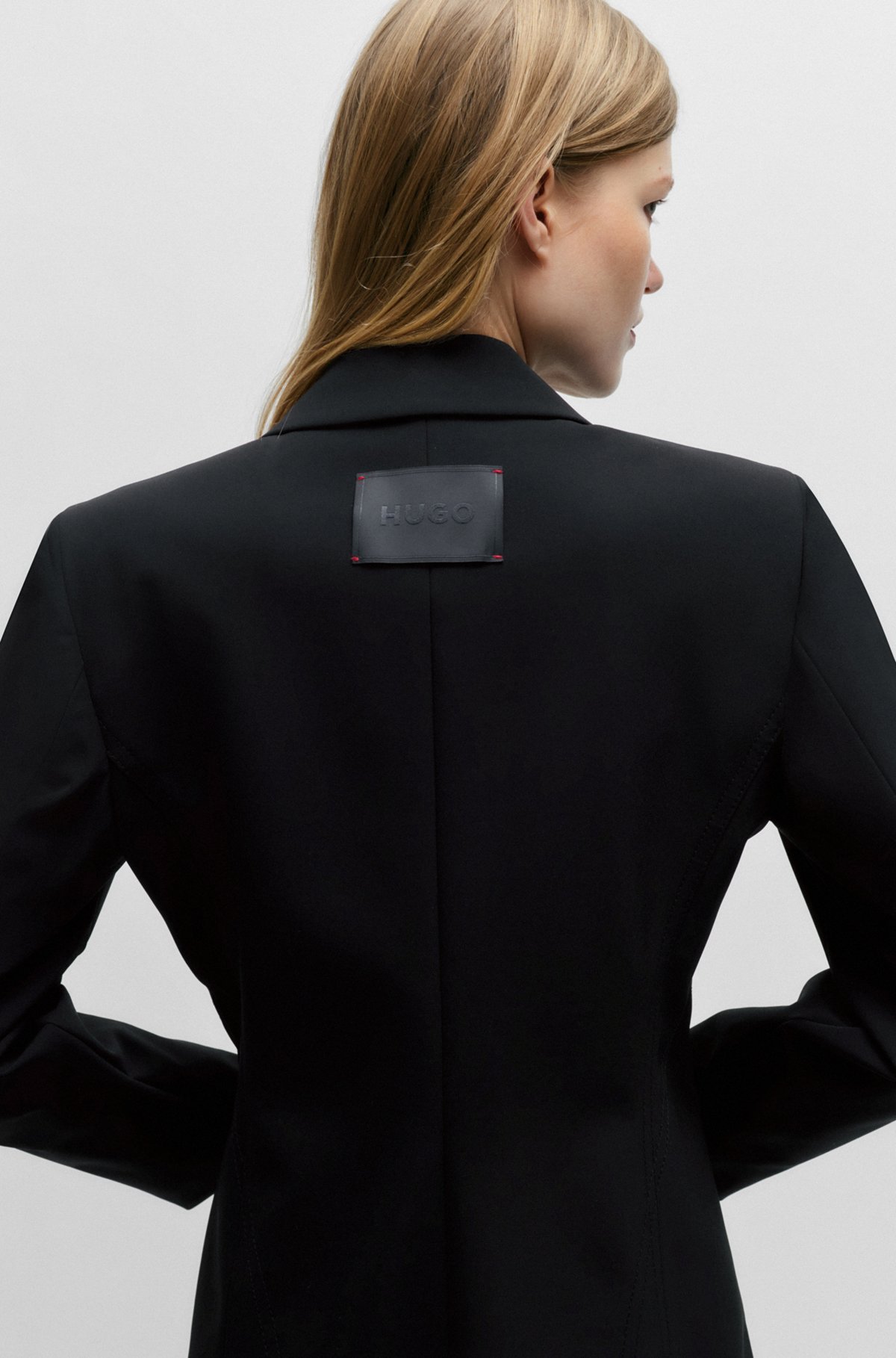 Hugo Boss Regular-fit Jacket In Super-stretch Material In Black