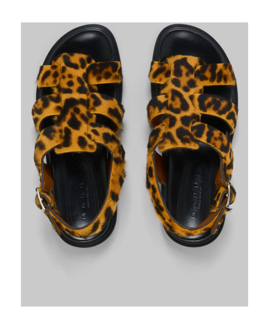 Marni Fussbett Leopard Sandals In Black
