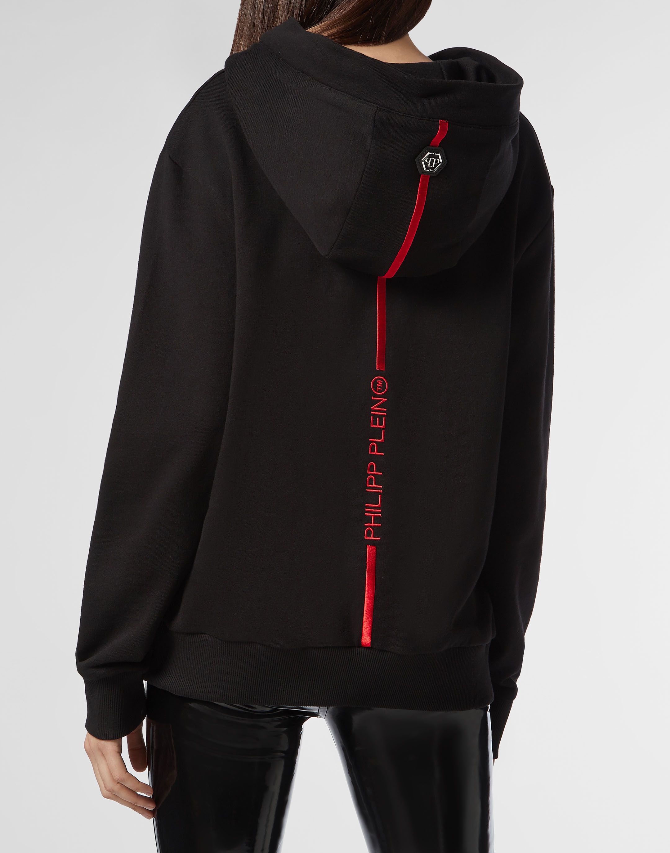 Philipp Plein Logo Details Hooded Hoodie In Black
