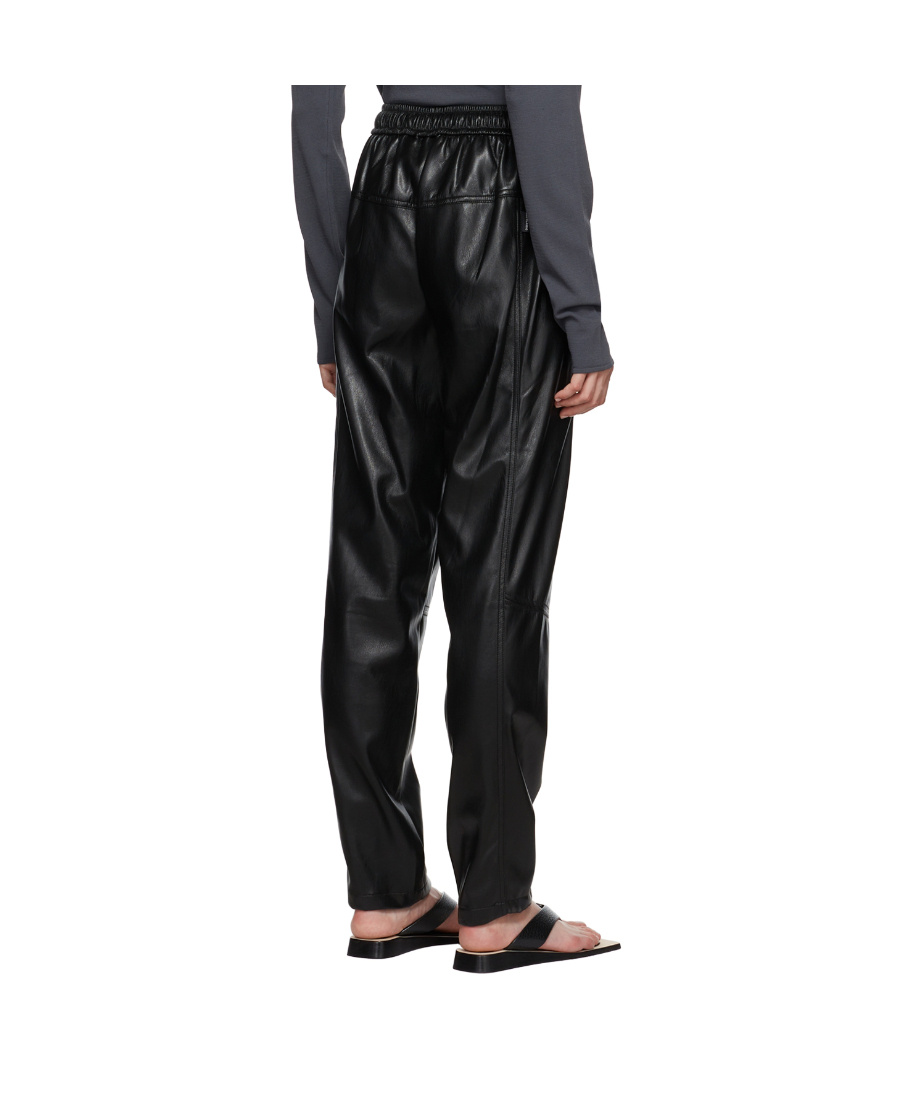 Low Classic Faux-leather Drawstring Trousers In Black