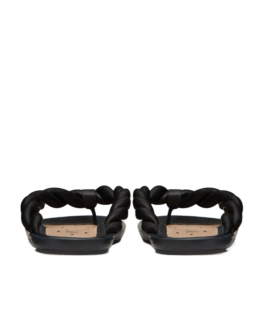 Red Valentino Leather Slide Sandals In Black