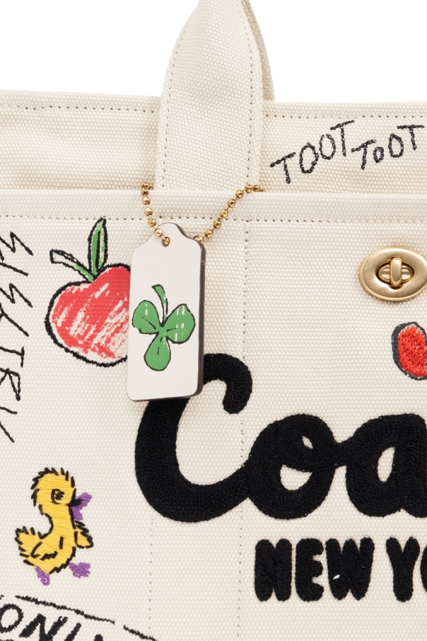 Coach Patterned Canvas Tote In White
