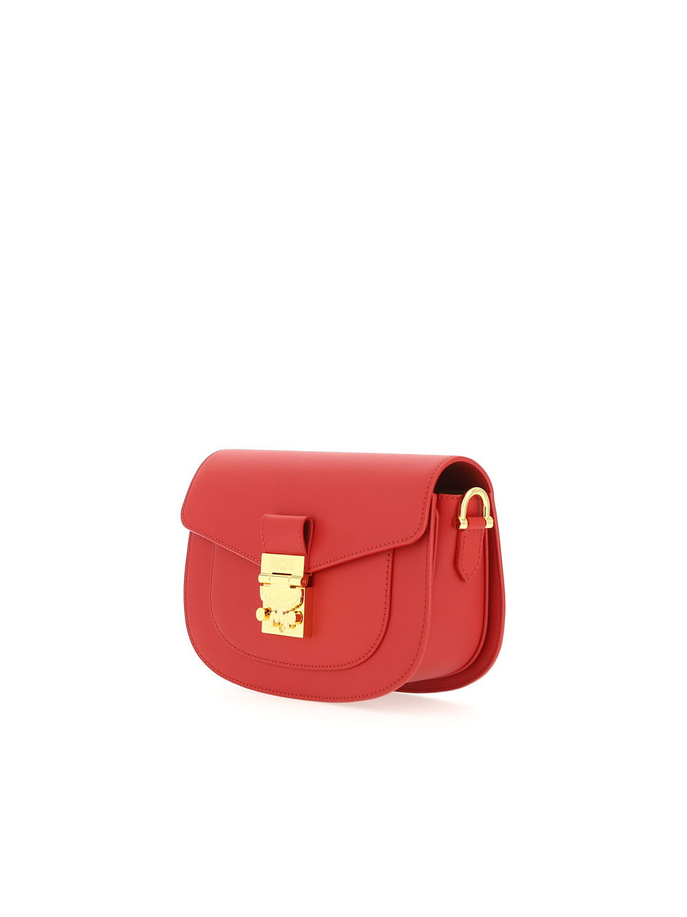 Mcm Logo Concave Embossed Shoulder Bag In Red