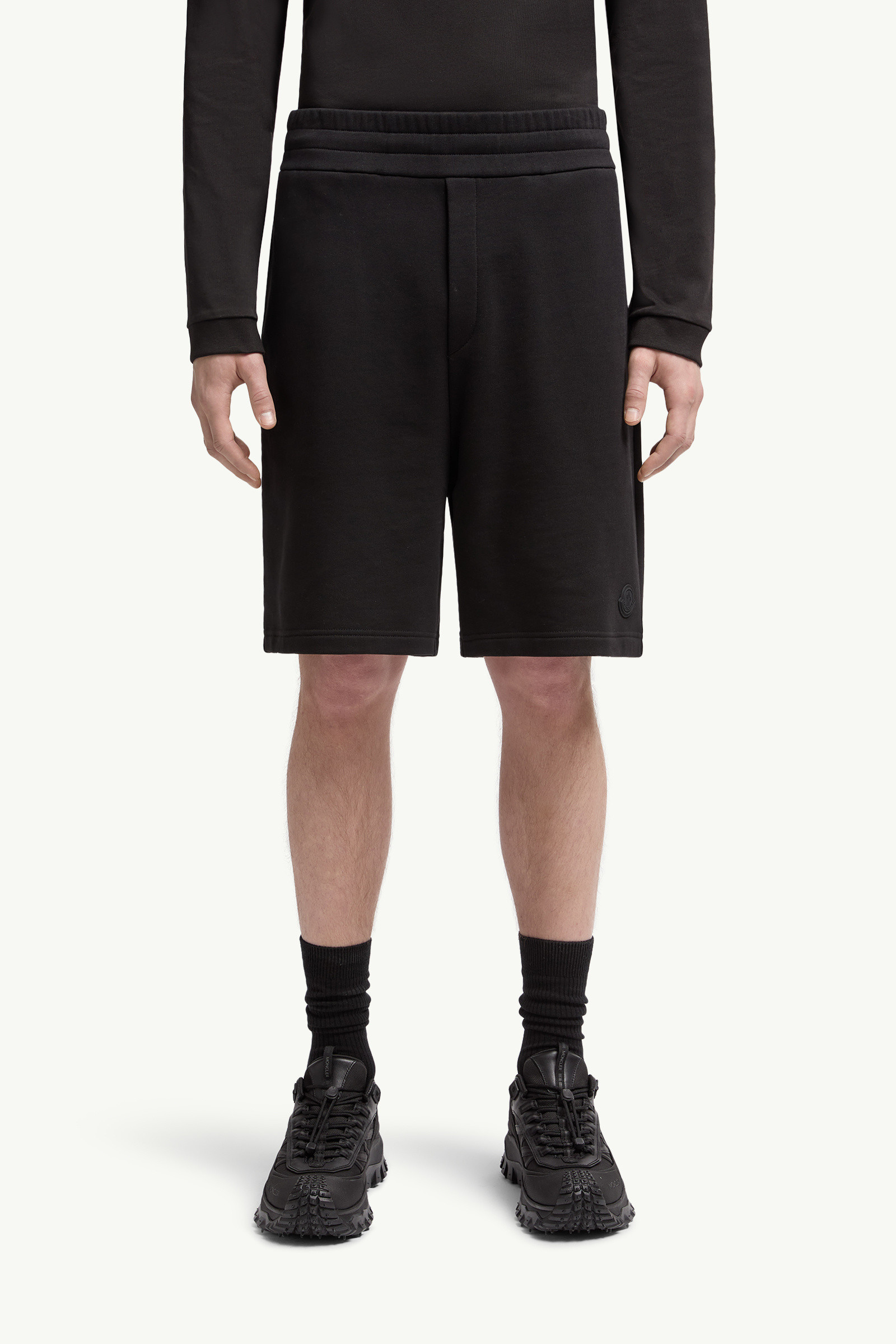 Moncler Elasticated-waist Cotton Shorts In Black