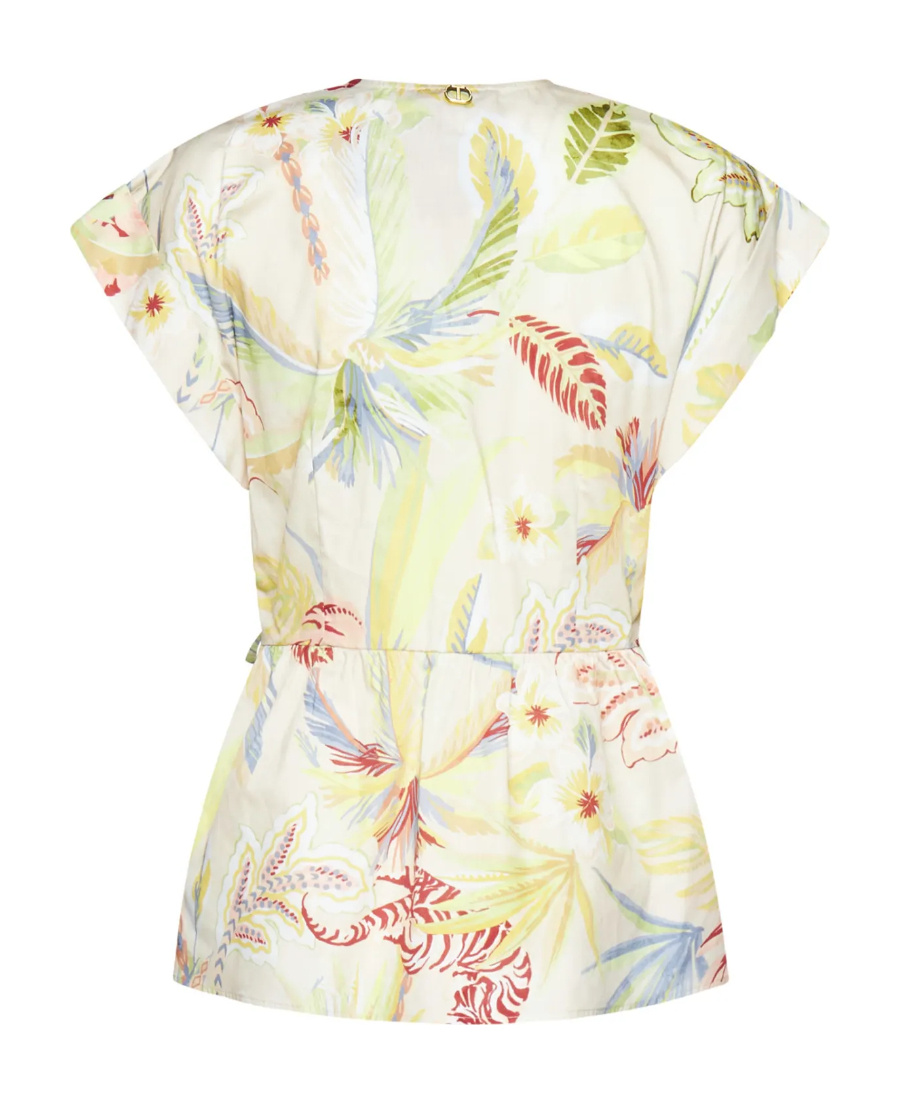 Twinset Floral-print Cap-sleeves Blouse In White