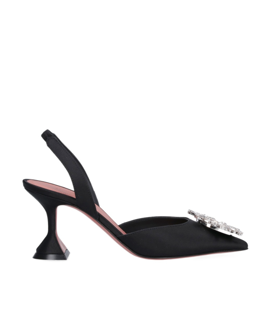 Amina Muaddi 70mm Begum Satin Slingbacks In Black
