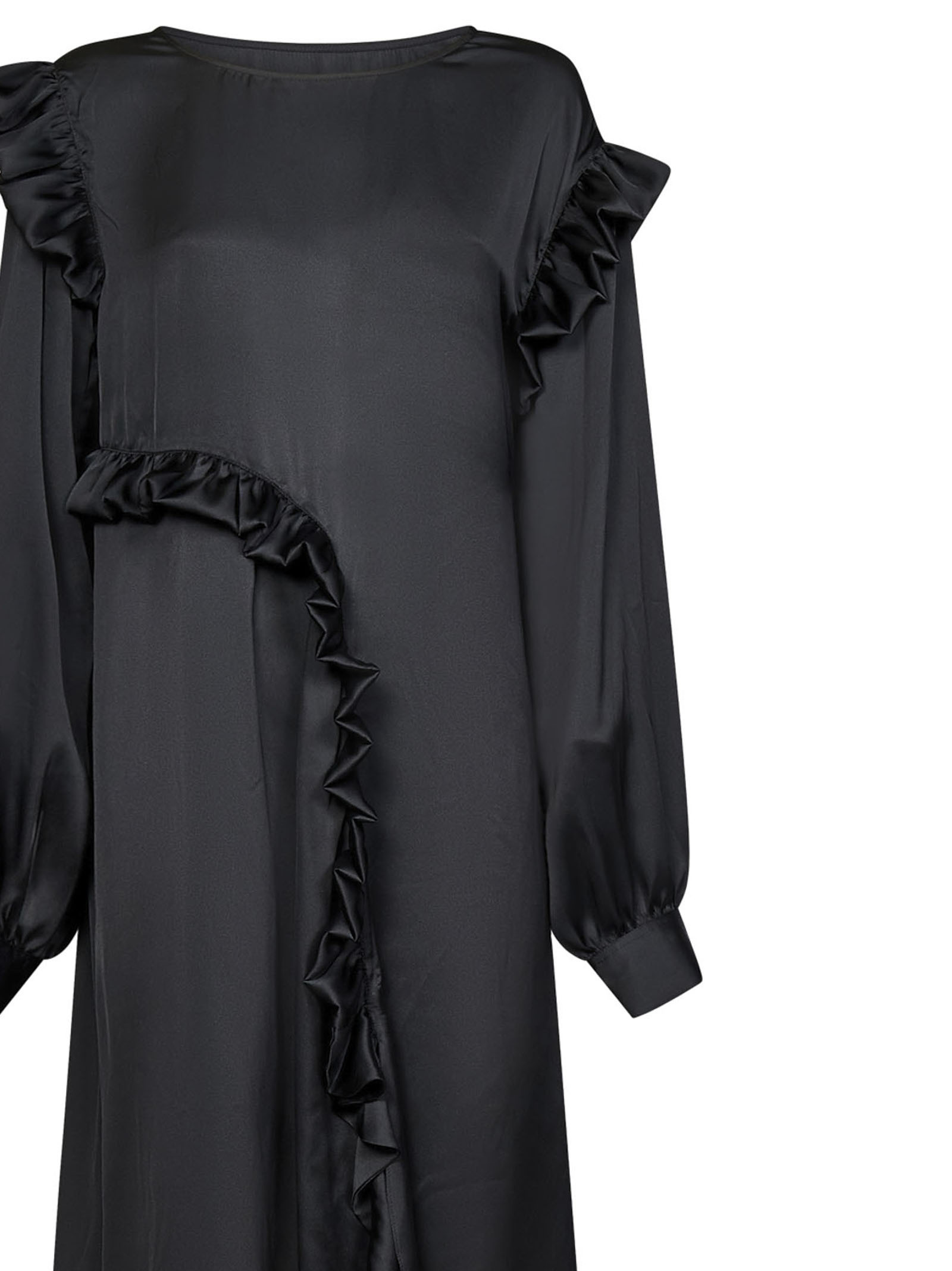 Remain Birger Christensen Remain Black Light Satin Draped Dress In Black