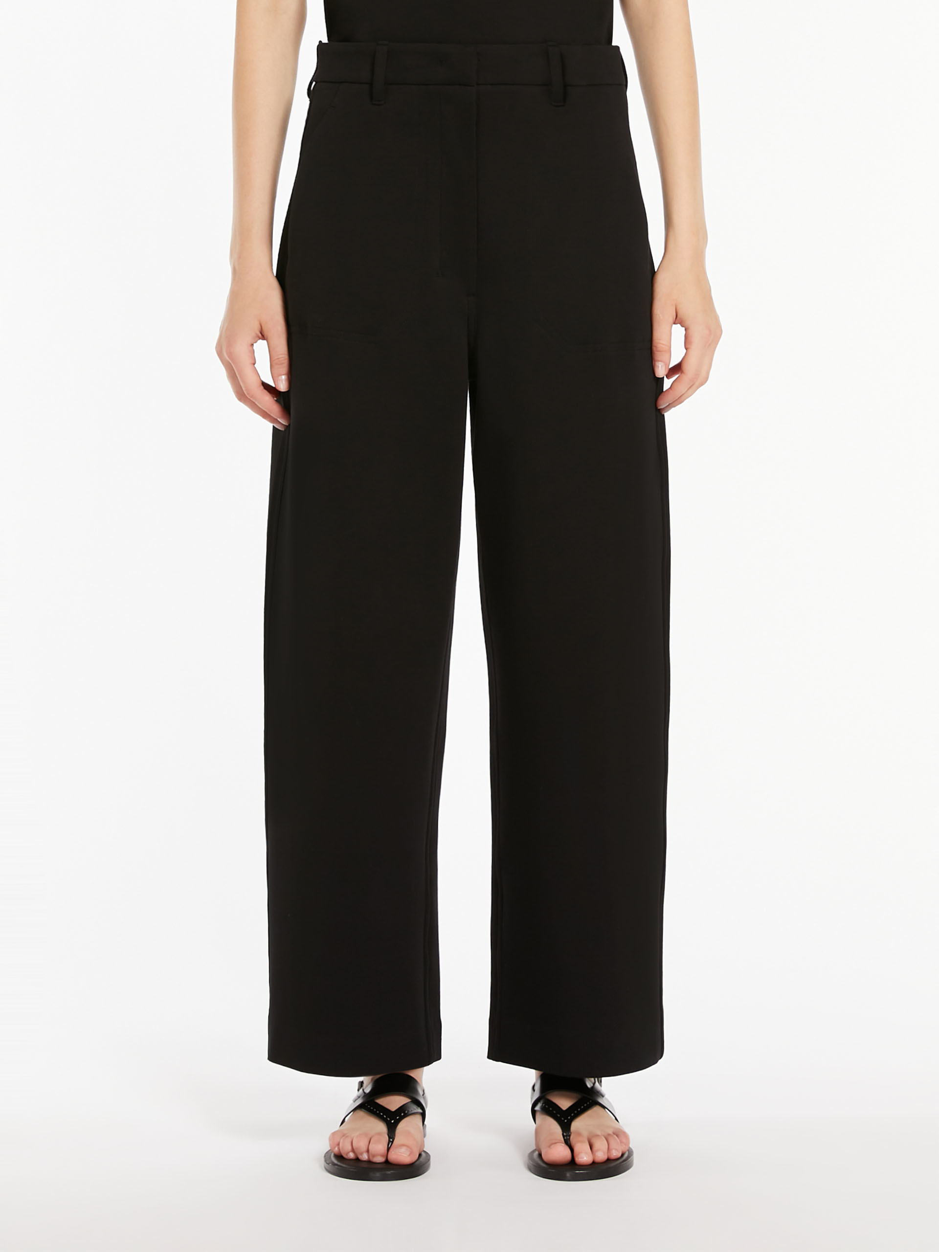 Max Mara Wide-leg Pants With Clean Waistband In Black