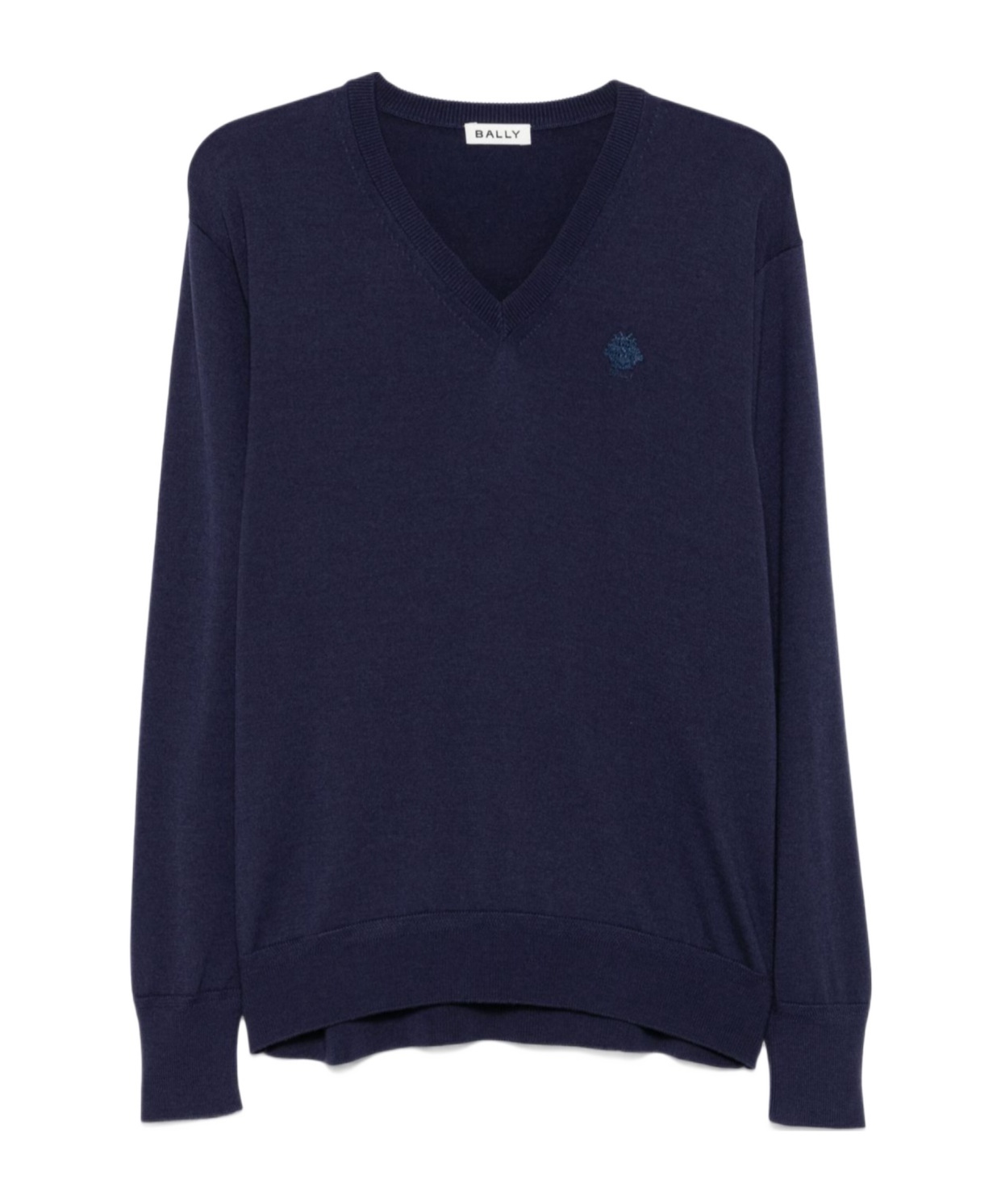 Bally V-neck Sweater With Ribbed Cuffs And Hem In Black