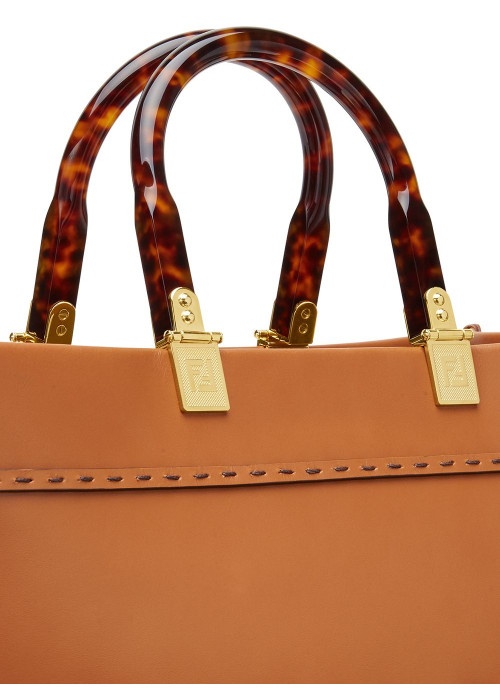 Fendi Brown Leather Sunshine Medium Shopper Tote (authentic Pre-loved) In Brown