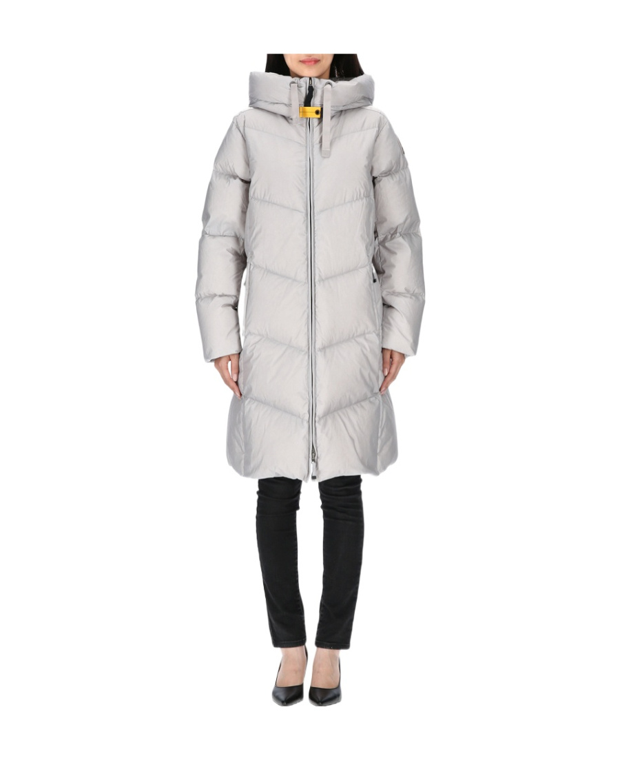 Shop Parajumpers Long-sleeved Hooded Down Jacket In White