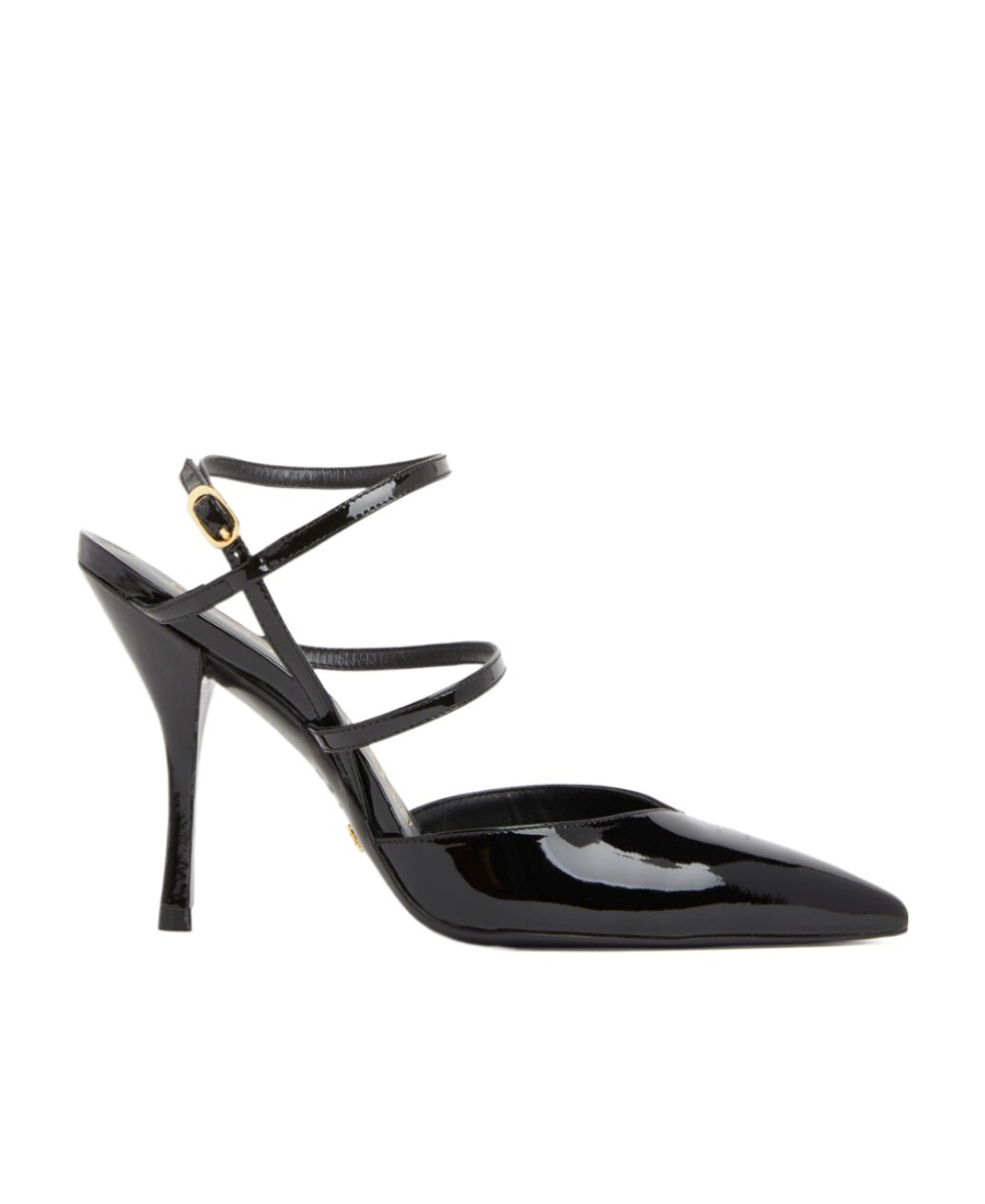 Stuart Weitzman 100mm Strapeze Patent Leather Pumps In Black