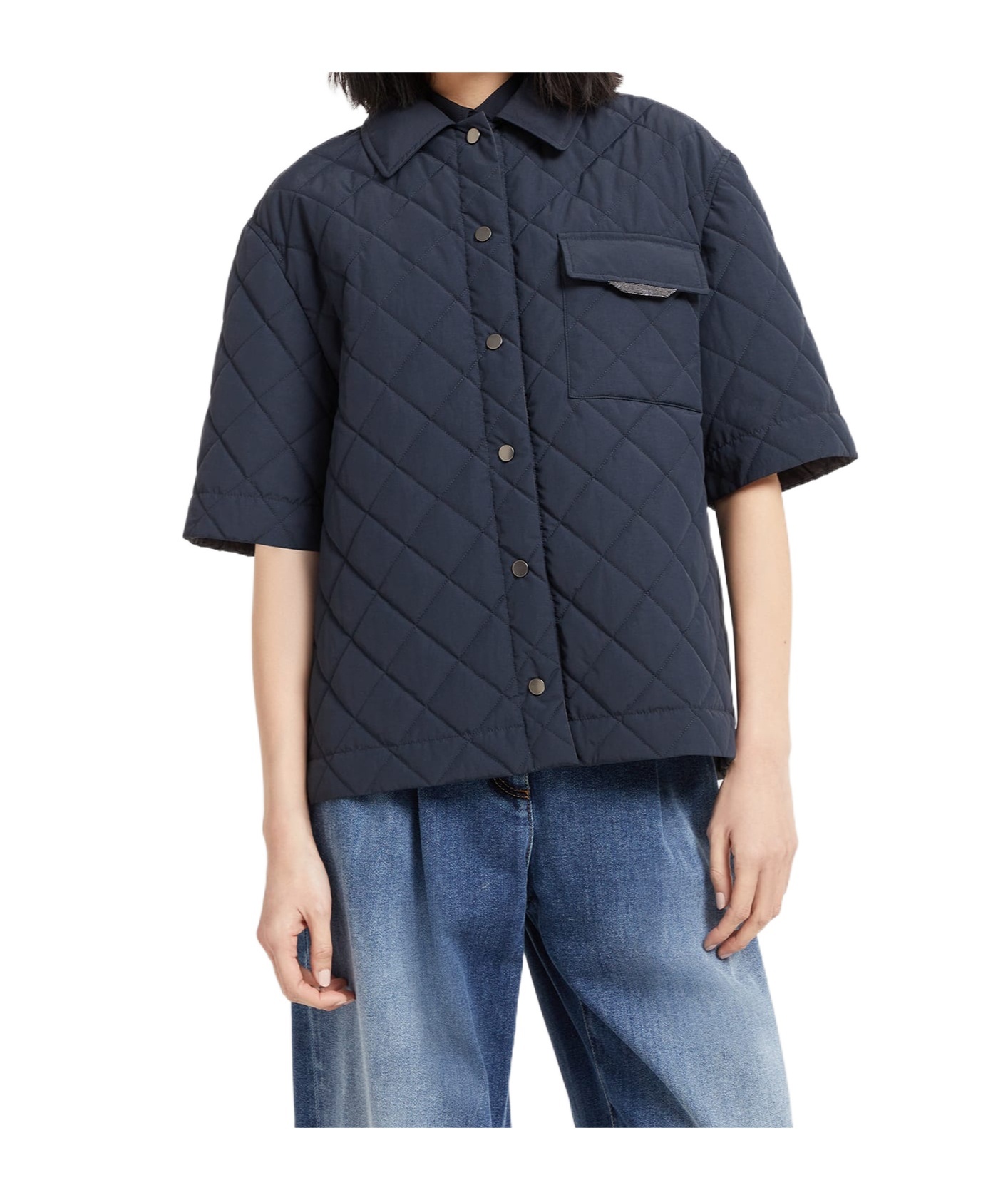Brunello Cucinelli Outerwear With Monili In Blue
