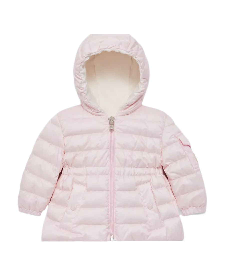 Moncler Logo Hooded Down Jacket In Pink