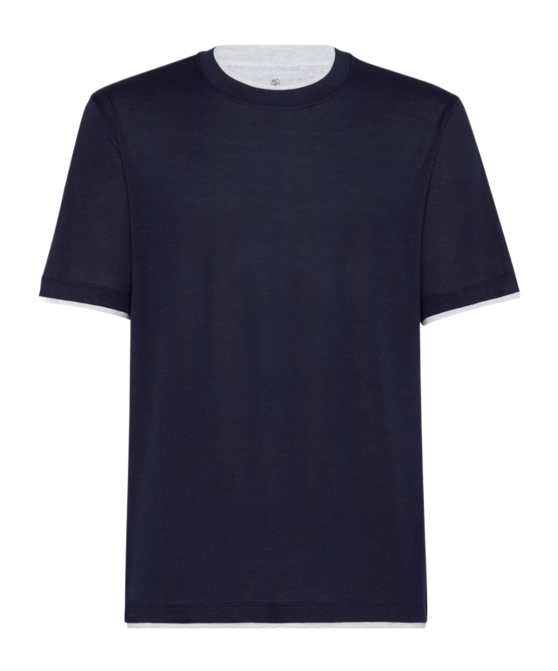 Brunello Cucinelli Men Silk And Cotton Jersey Crew-neck T-shirt With Faux-layering In Black