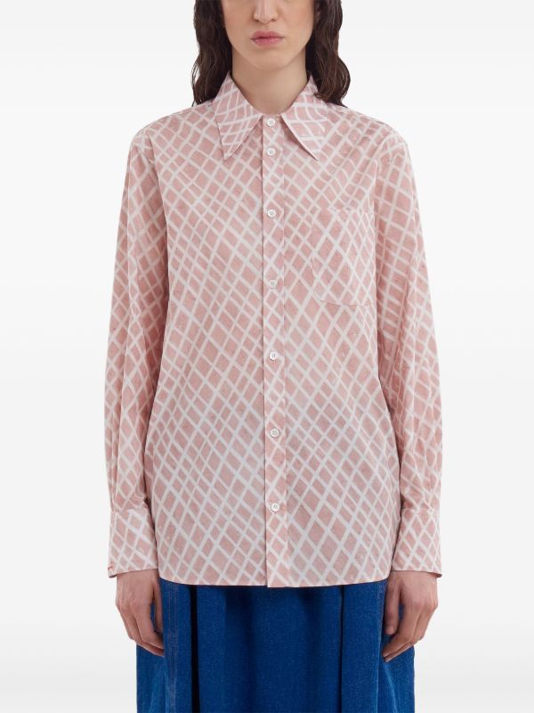 Marni Patterned Long-sleeve Shirt In Pink