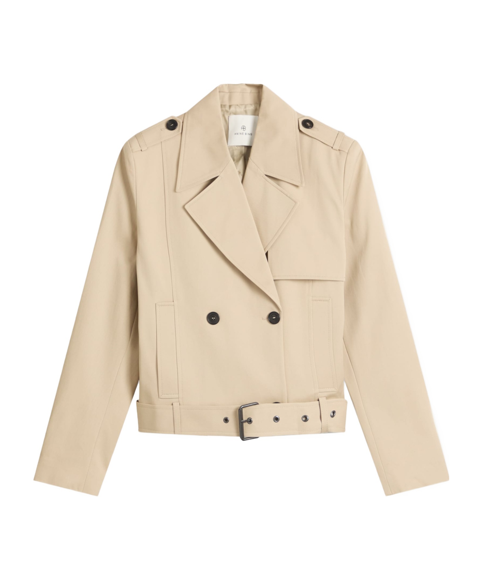 Anine Bing Womens Oatmeal Greer Belted Cotton Jacket In Neutral