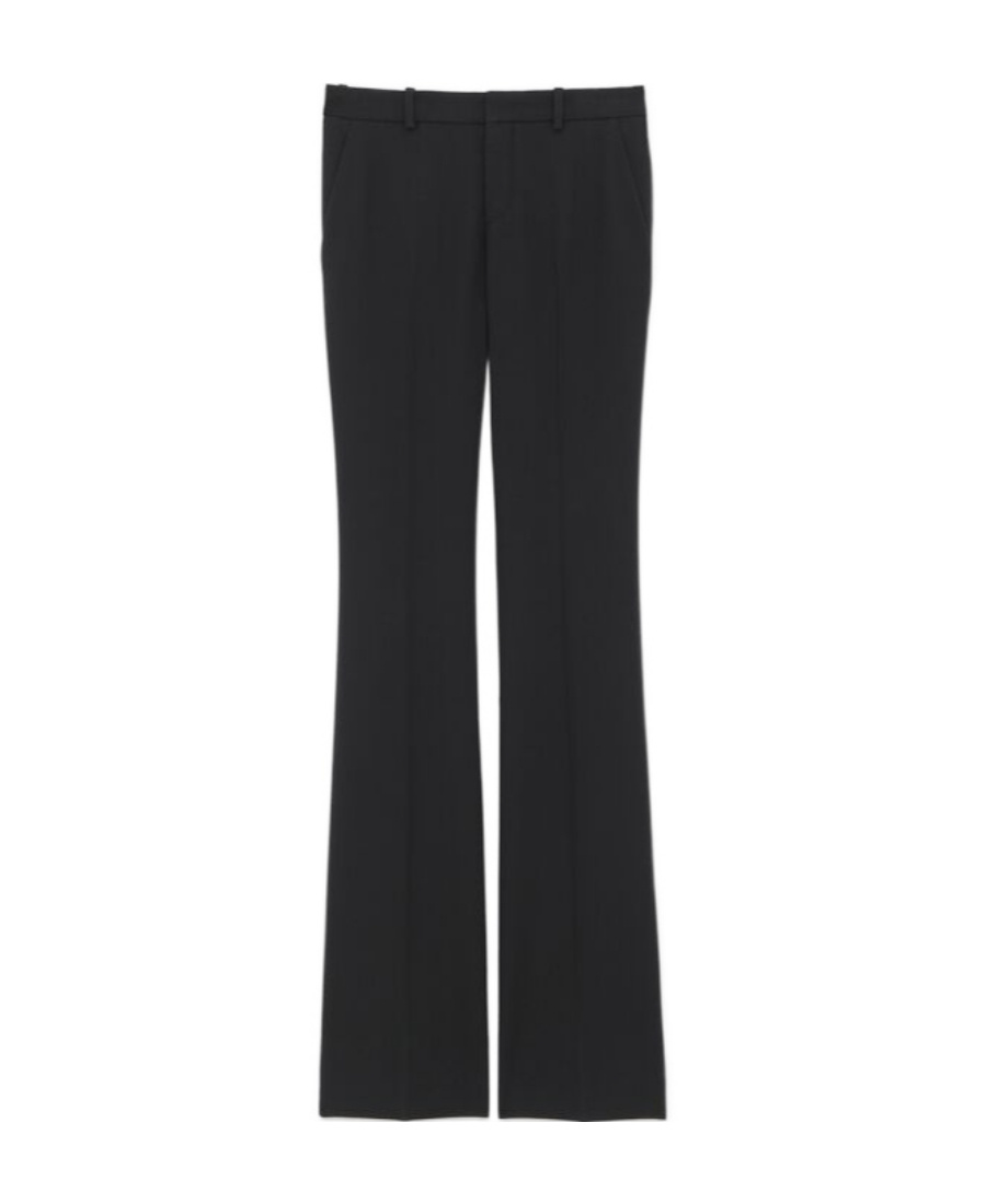 Saint Laurent Low-rise Flared Wool Trousers In Black