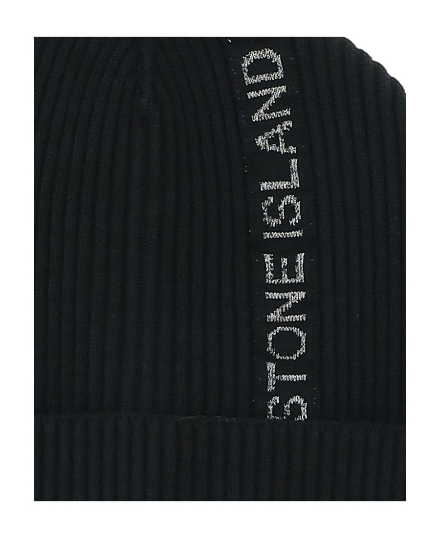 STONE ISLAND LOGO-PRINT RIBBED BEANIE