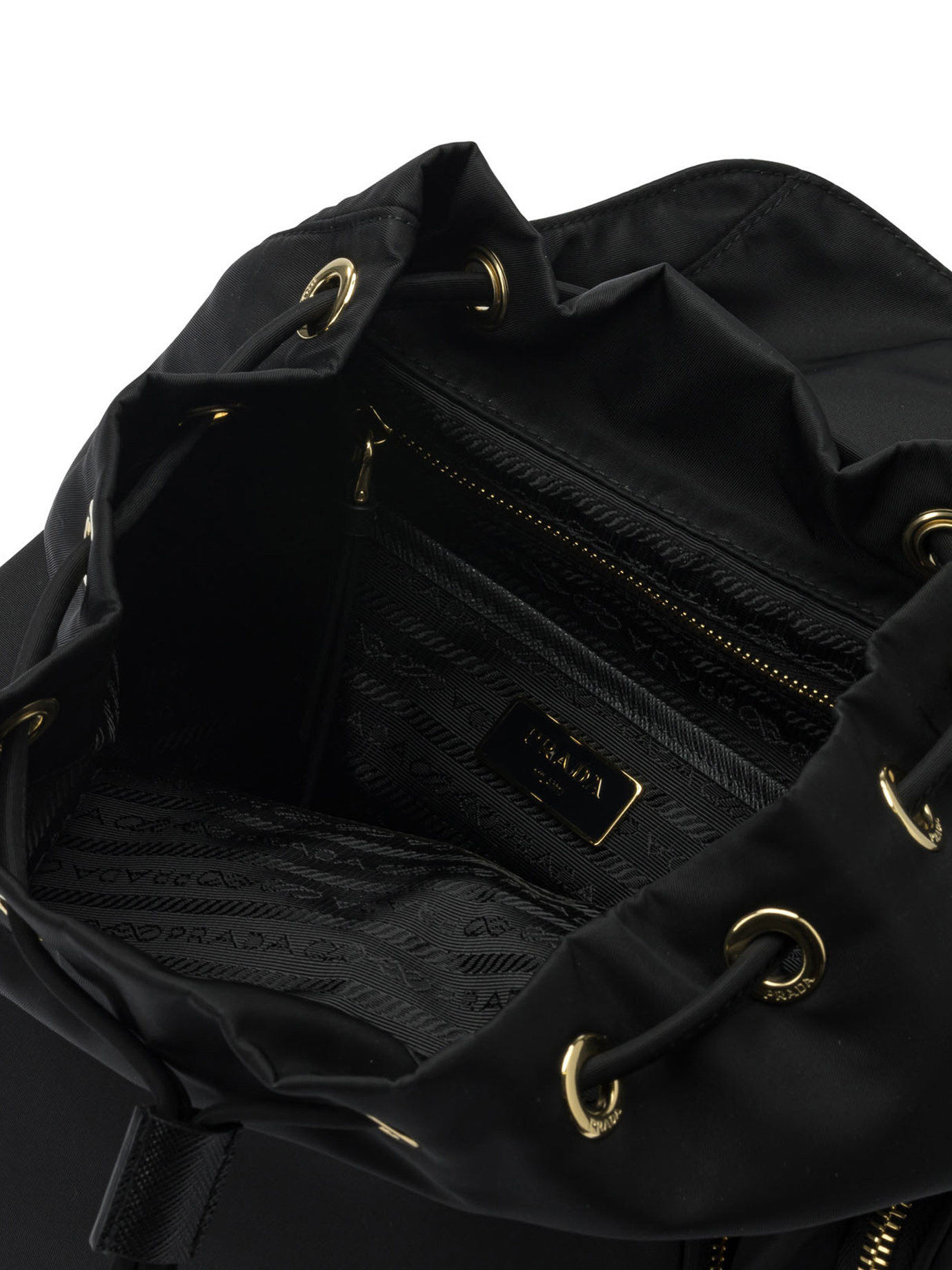 Prada Functional Backpack With Adjustable Straps And Pocket In Black
