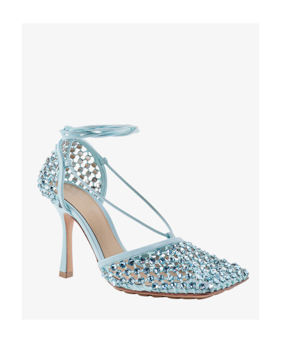 Shop Bottega Veneta Sparkle Stretch Sandals In Blue