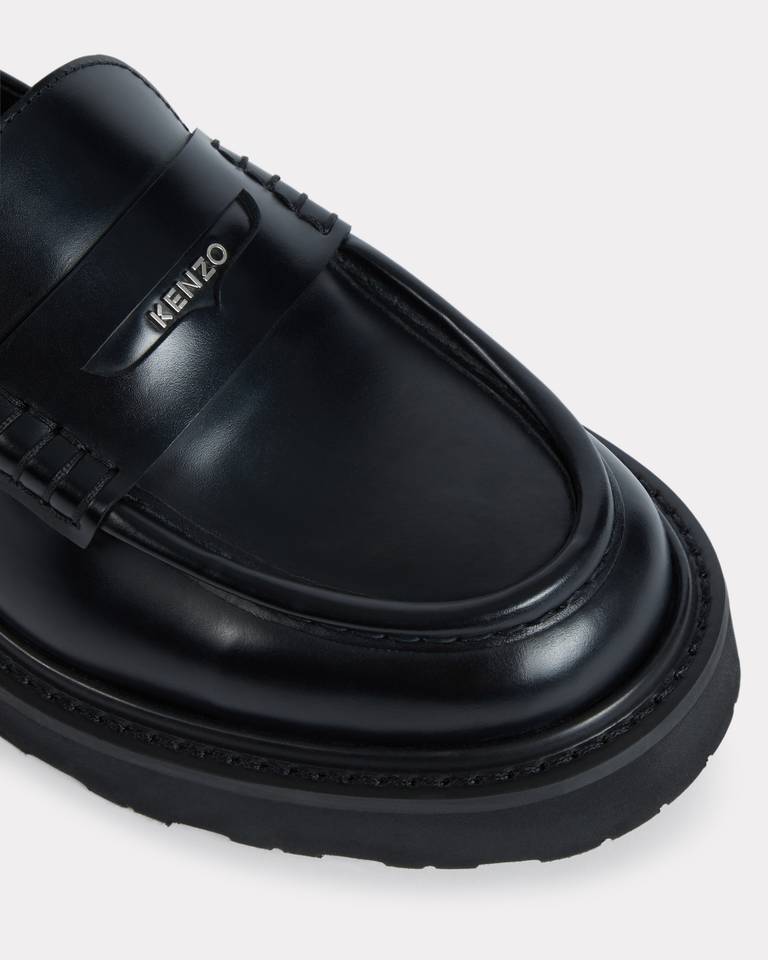 Kenzo Leather Penny Loafers In Black