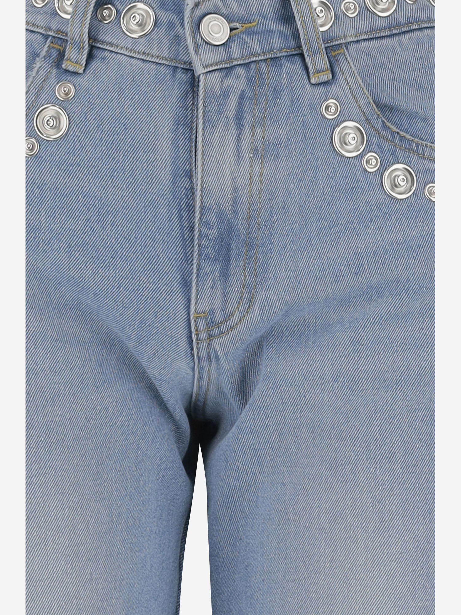 Shop Coperni Rivet Denim Pants In Blue
