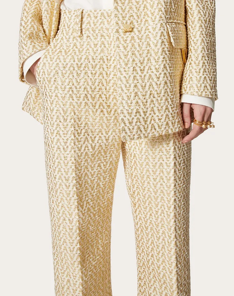 Valentino Optical  Bouclé Trousers In Multi