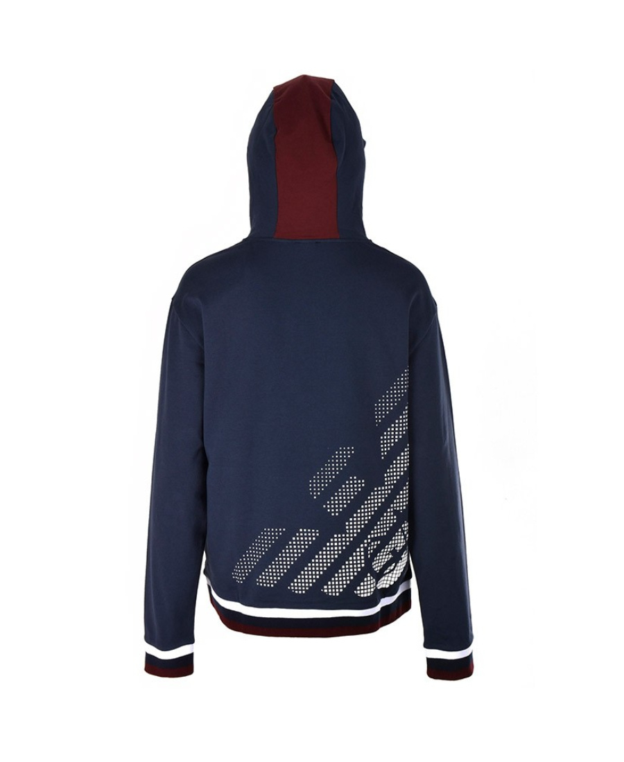 EA7 NAVY BLUE LOGO HOODED SWEATER 