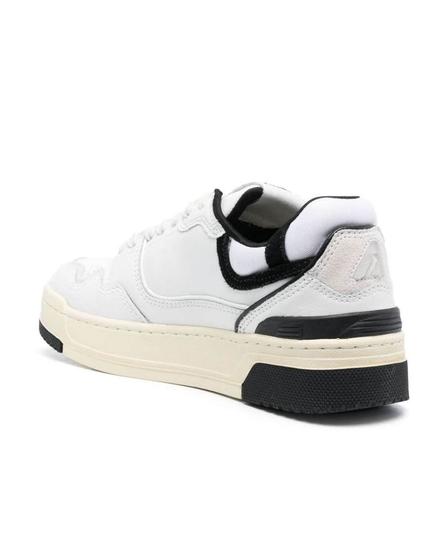 Autry White Low Top Sneakers With Black Details And Logo Patch In Leather And Suede Man In White