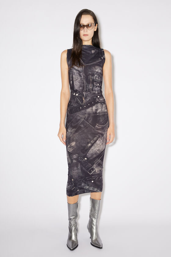 Acne Studios Graphic-print Sleeveless Midi Dress In Black
