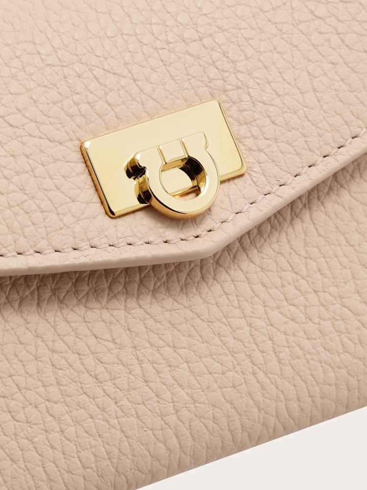 Ferragamo Gancini-buckle Calfskin Keyring In Neutral