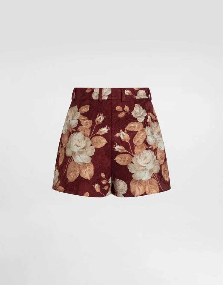 Dolce & Gabbana Vintage Rose-print Brocade Shorts In Multi