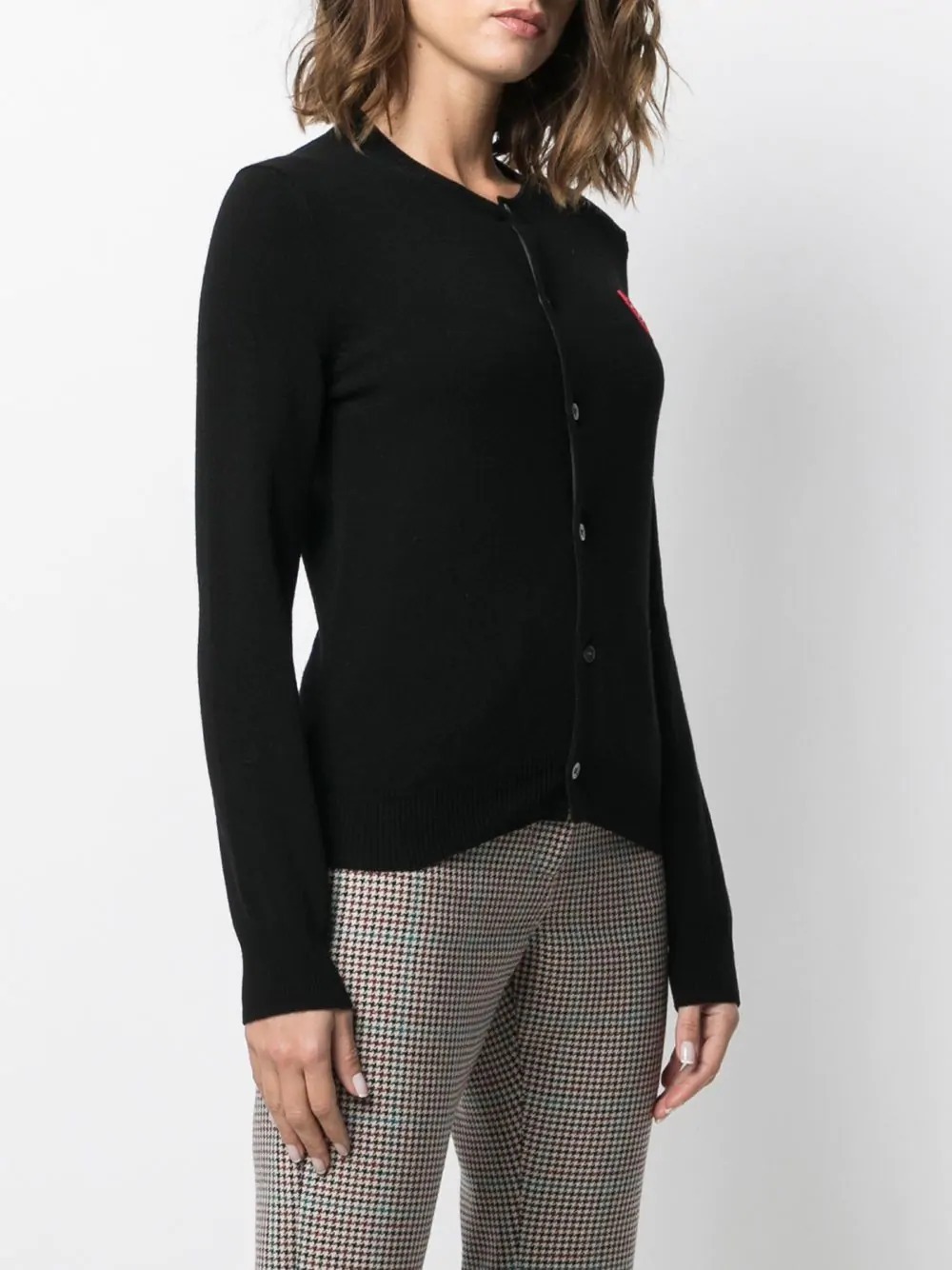 Comme Des Garçons Play Overlapping Heart Wool Cardigan In Black