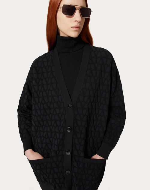 Valentino Toile Iconographe Stretch-design Cardigan In Black