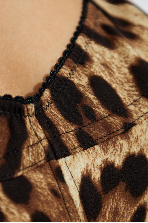 Dolce & Gabbana Leopard-print Bustier Top In Brown