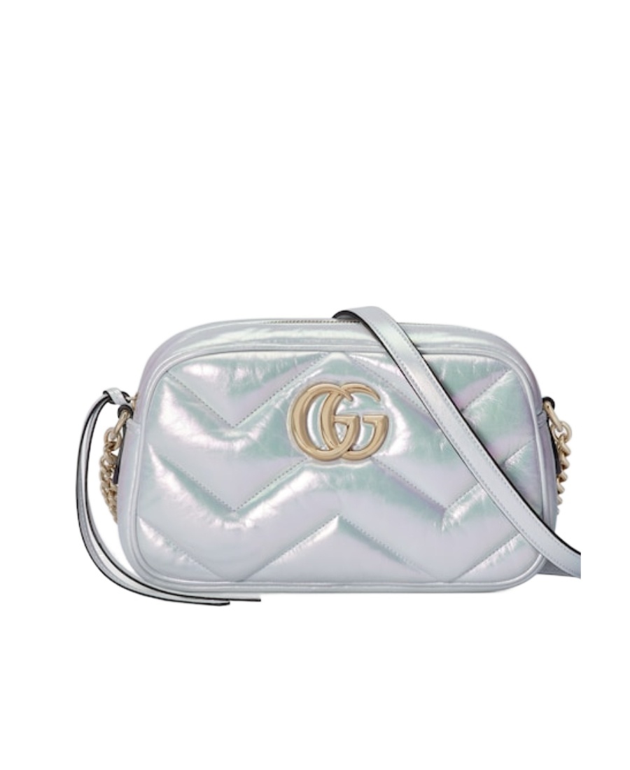 Gucci Gg Marmont Small Leather Camera Bag In Metallic