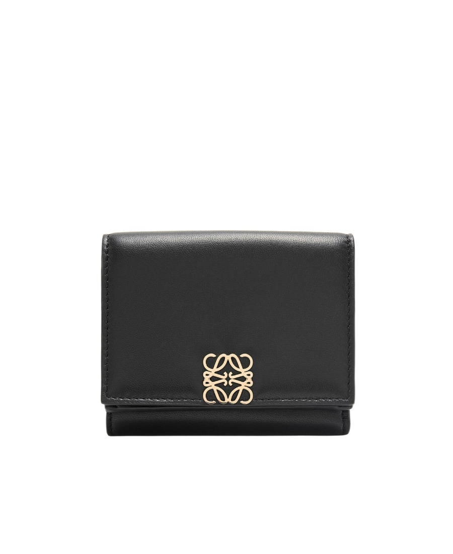 Loewe Puffer Anagram Trifold Wallet In Shiny Nappa Calfskin In Black