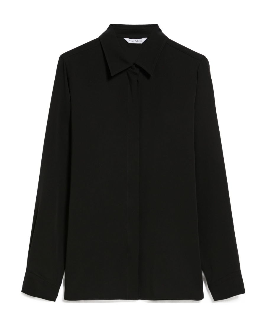Max Mara Pointed Collar Long-sleeved Shirt In Black