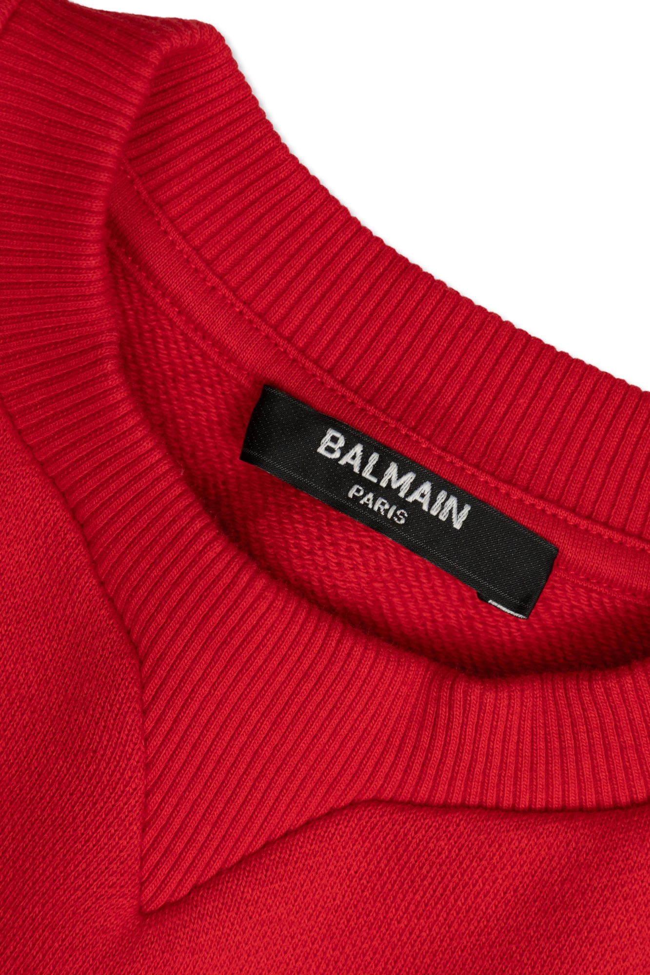 Balmain Round Neck Long Sleeve Dress In Red