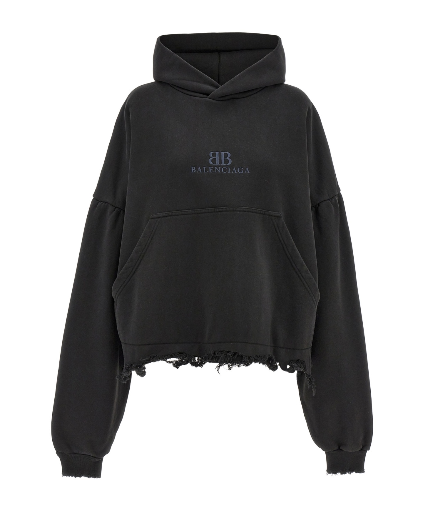 Balenciaga Logo Embroidery Hoodie Sweatshirt In Black