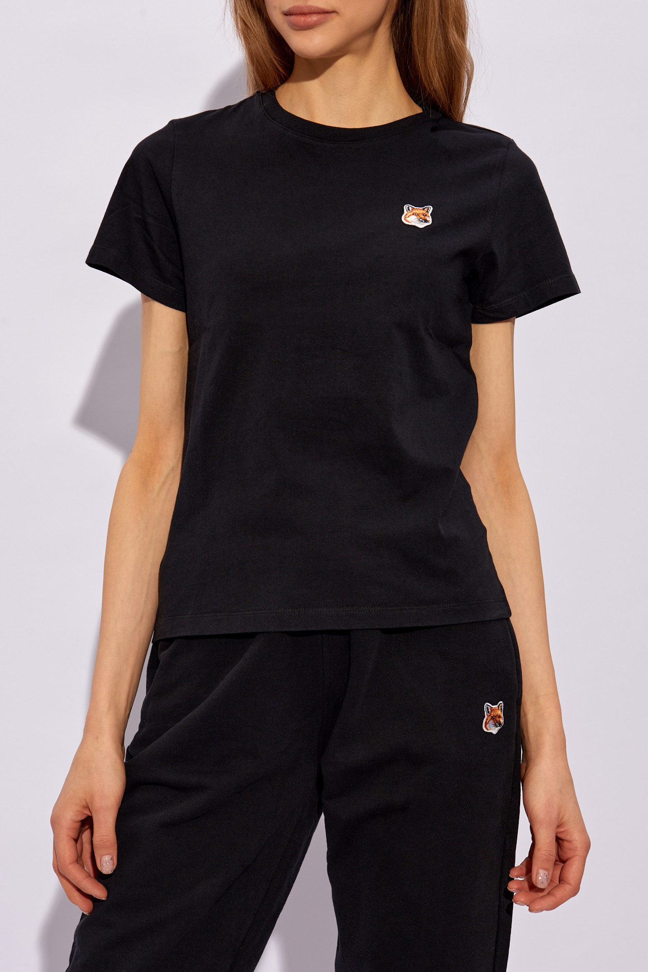 Maison Kitsuné T-shirt With Fox Patch In Black