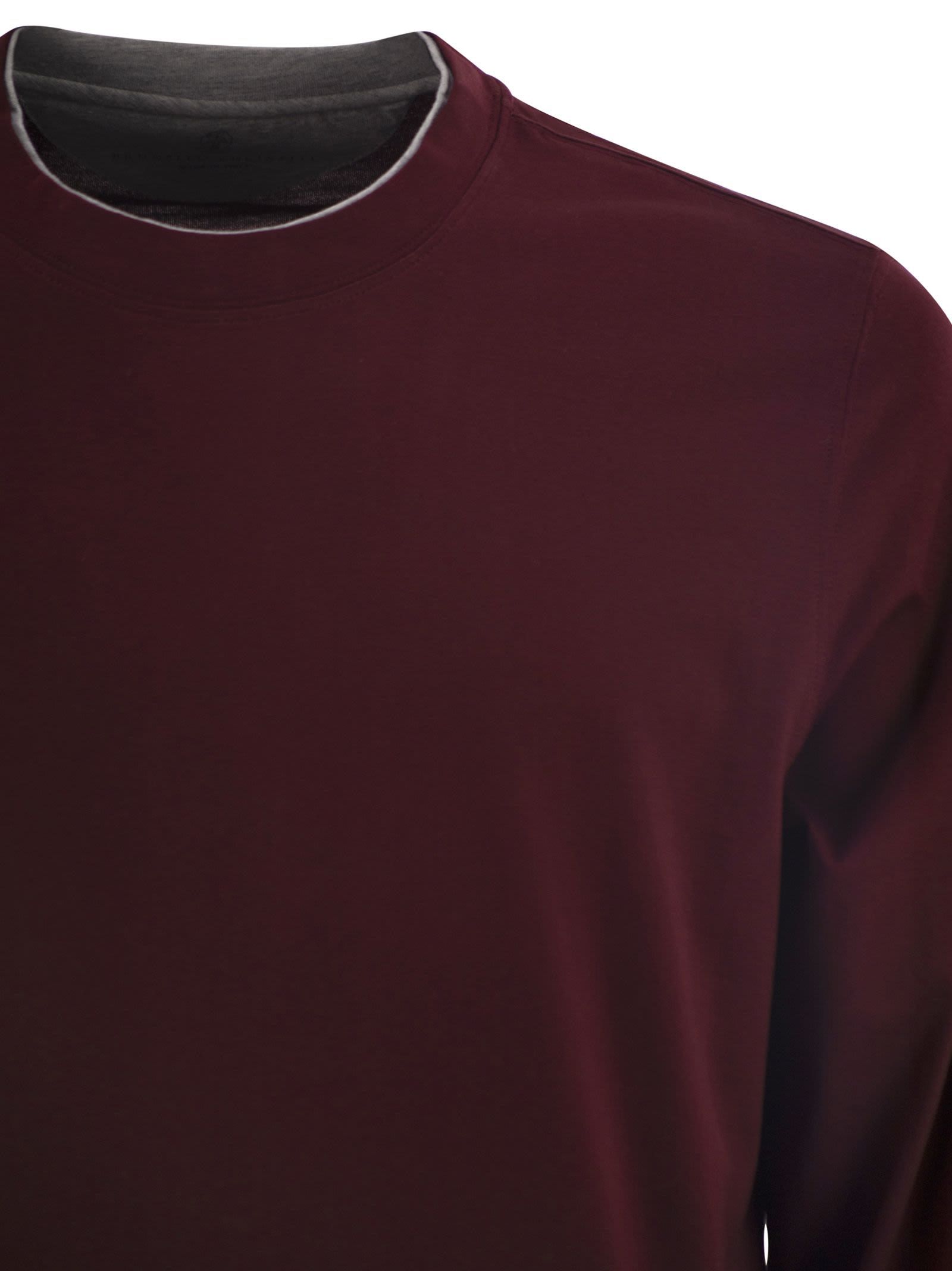 Brunello Cucinelli Men Crew-neck Cotton Jersey T-shirt With Long Sleeves
