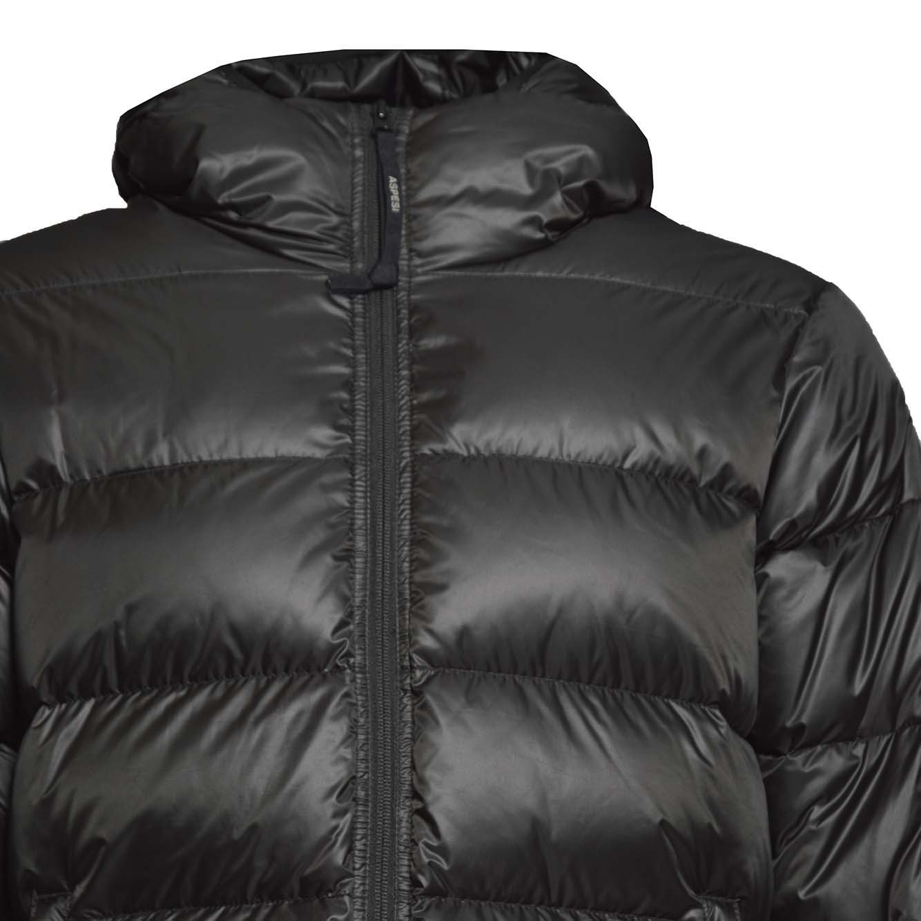Aspesi Budd Puffer Jacket In Black Satin Fabric In Black