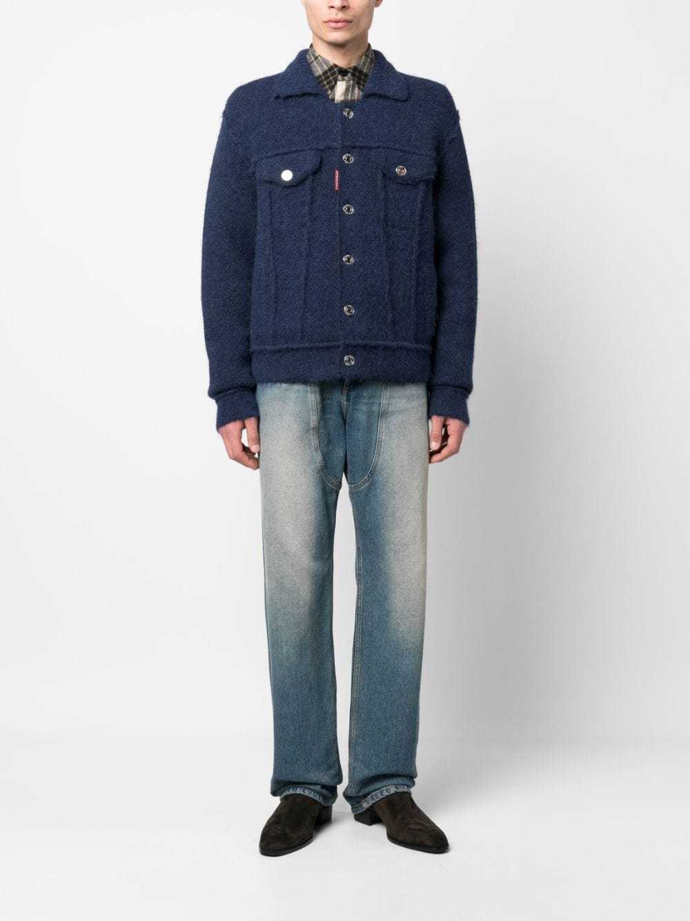 Dsquared2 Button-up Wool-blend Jacket In Blue