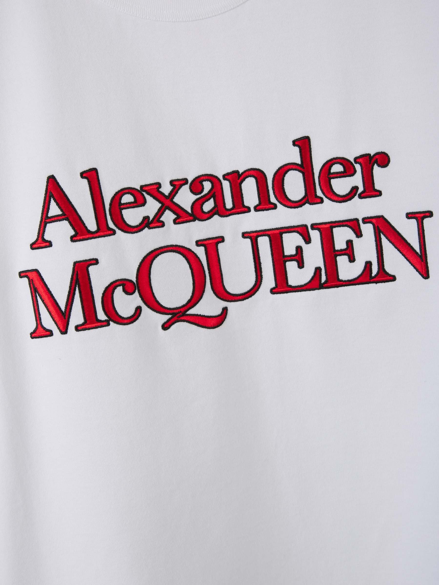 Alexander Mcqueen Loose Fit Cotton T-shirt With Crew Neck And Lateral Slits In White