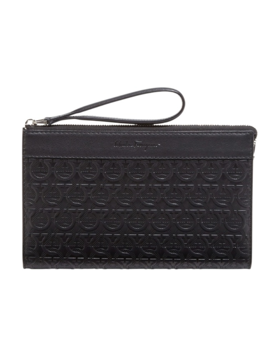 FERRAGAMO GANCINI-EMBOSSED POUCH 