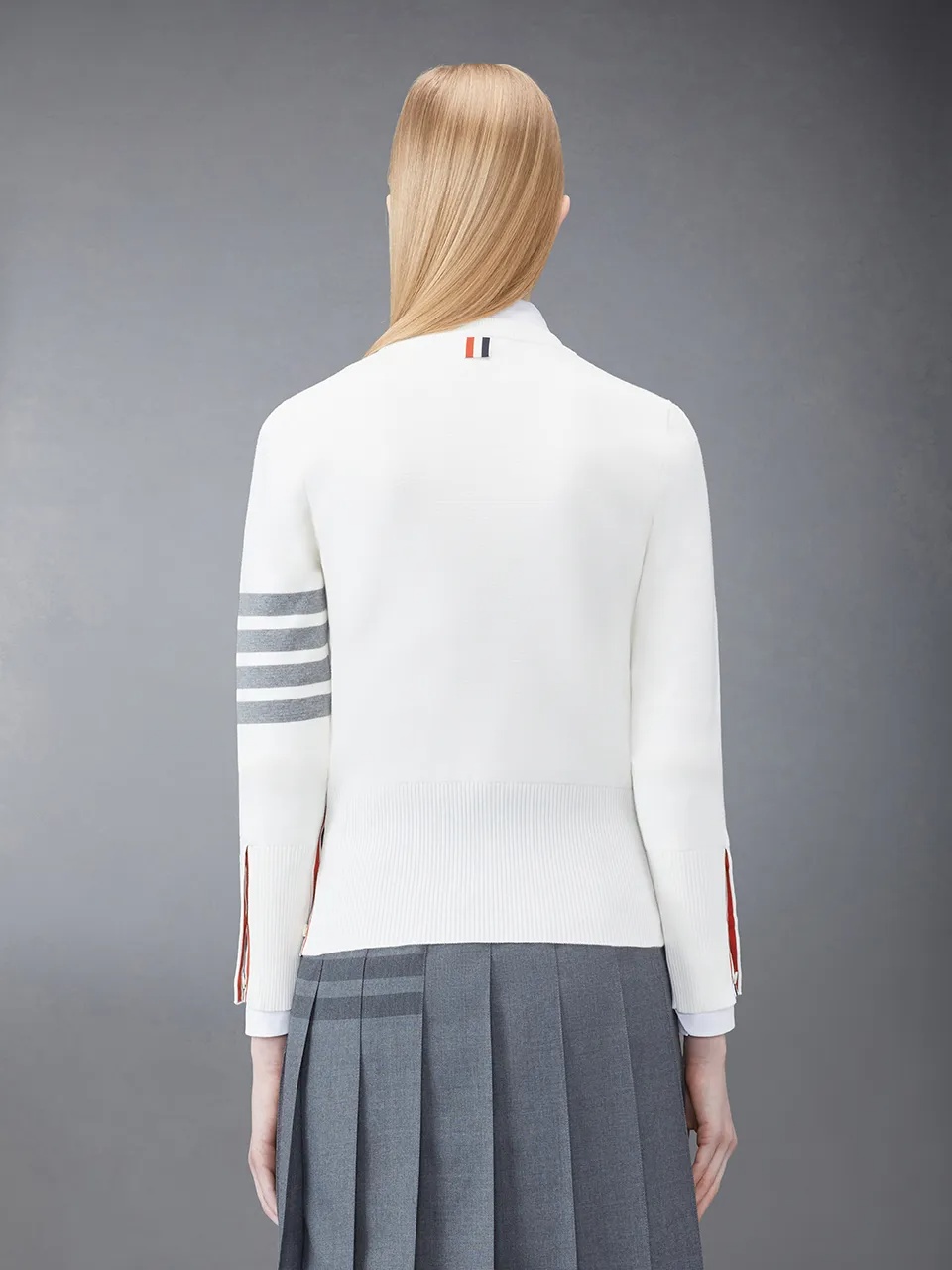 Thom Browne Round-collar And Long-sleeved Sweater In White